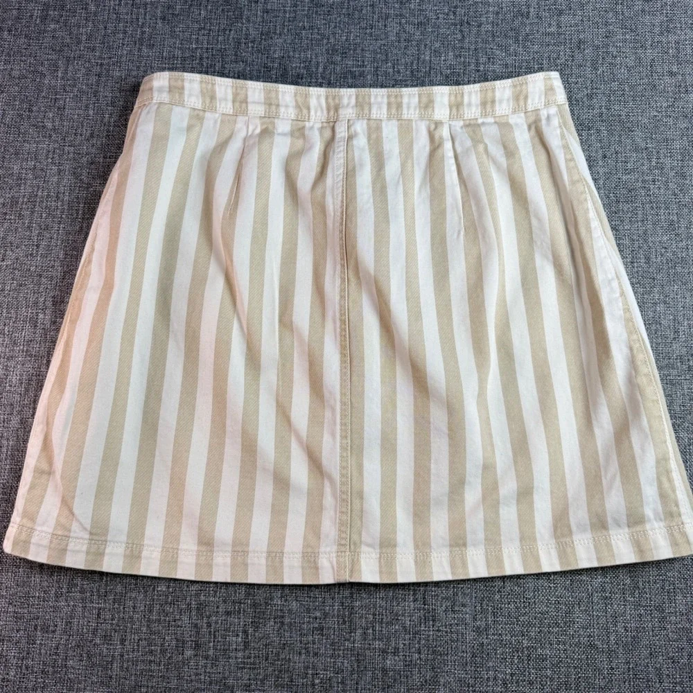 Women Old Navy A-Line Mini Skirt | Size 12 | Khaki Stripe‎ Button Front Cotton
